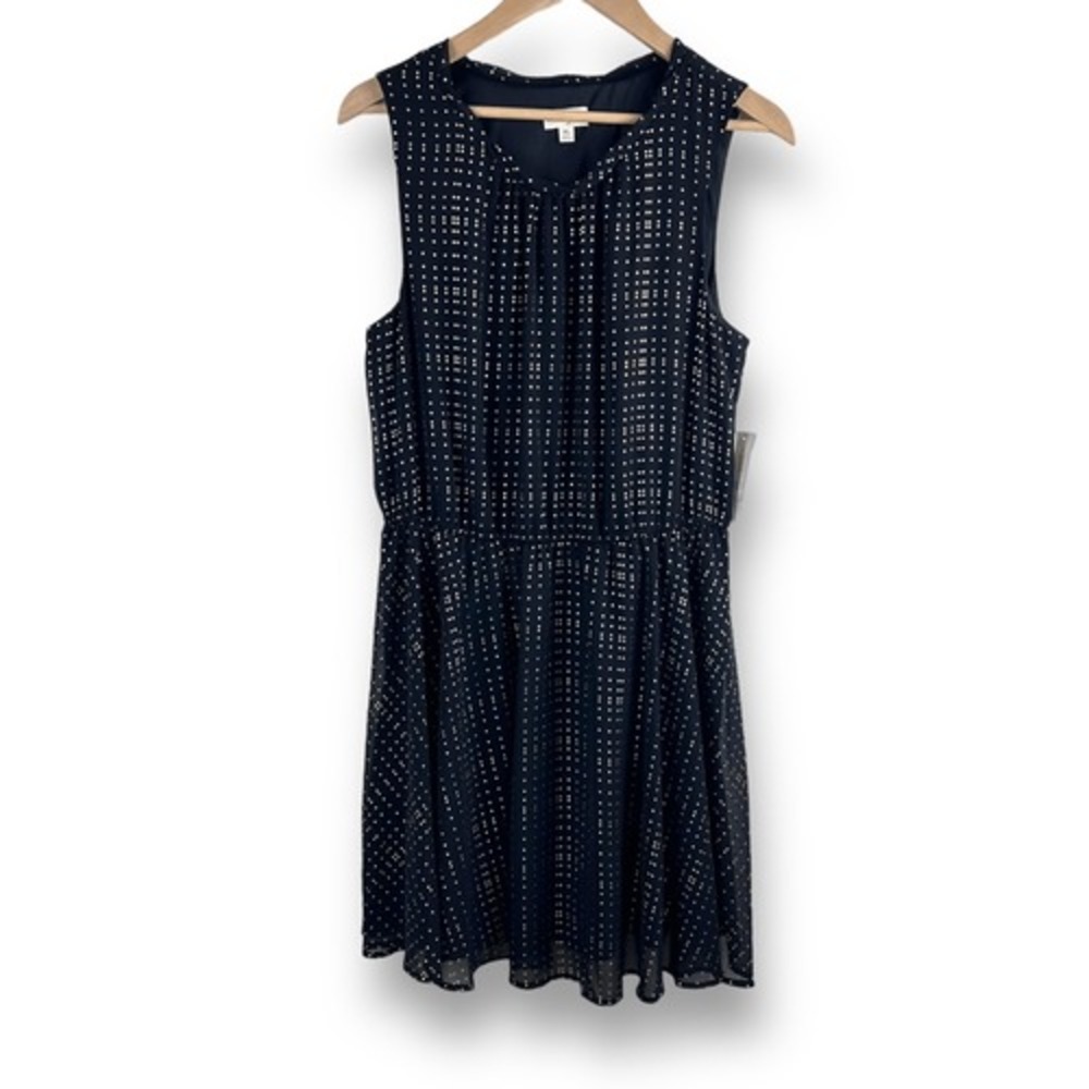 Maison Jules Womens Black Gold‎ Polka Dots Sleeveless Lined Mini Dress Size XL
